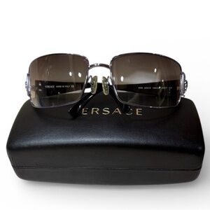 Versace Black and Silver Eyewear-Preowned with Case MOD 2032-B